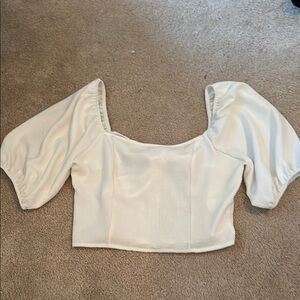 Altar'd State White Puffed Crop Blouse